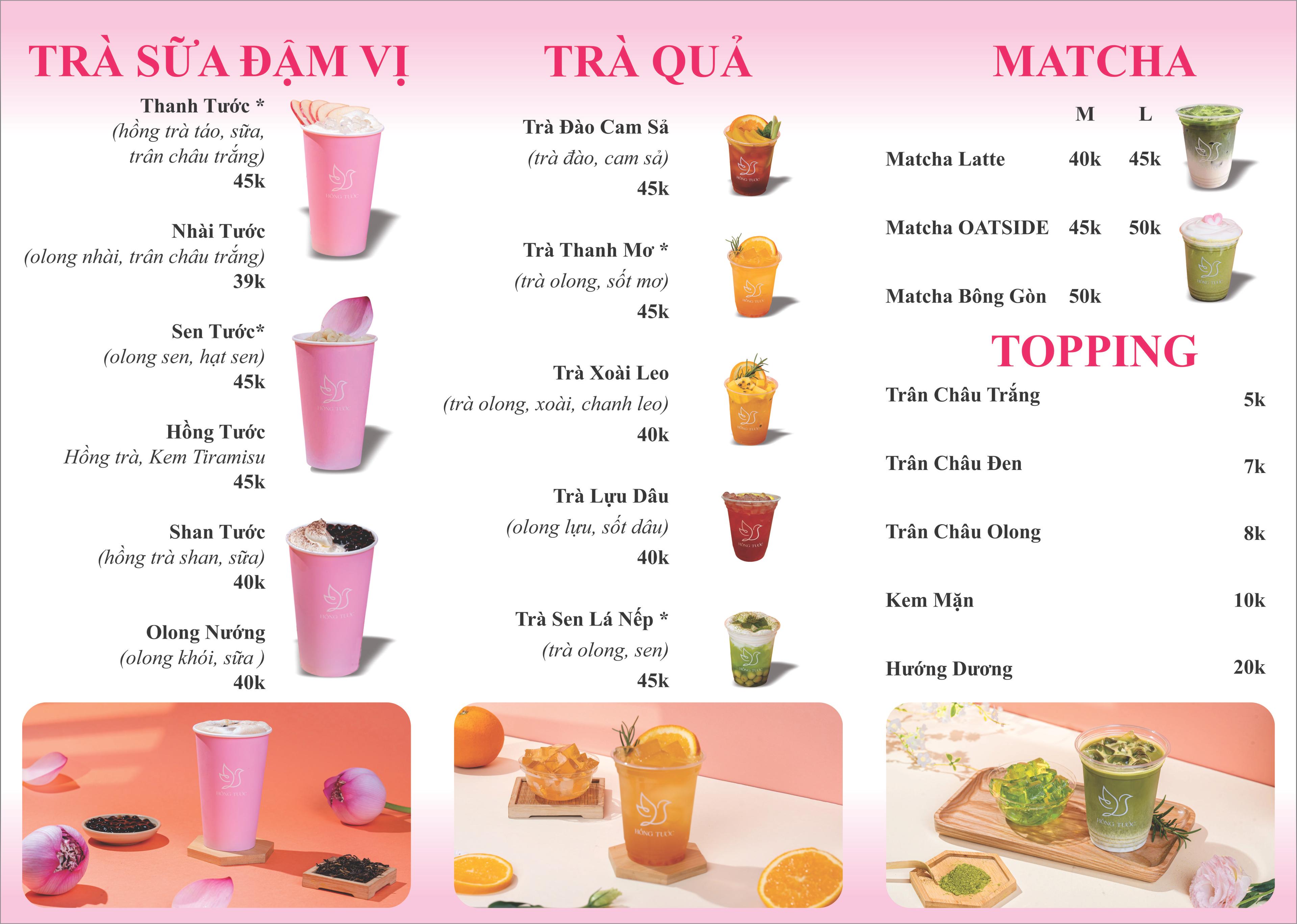 Menu Trà Sữa